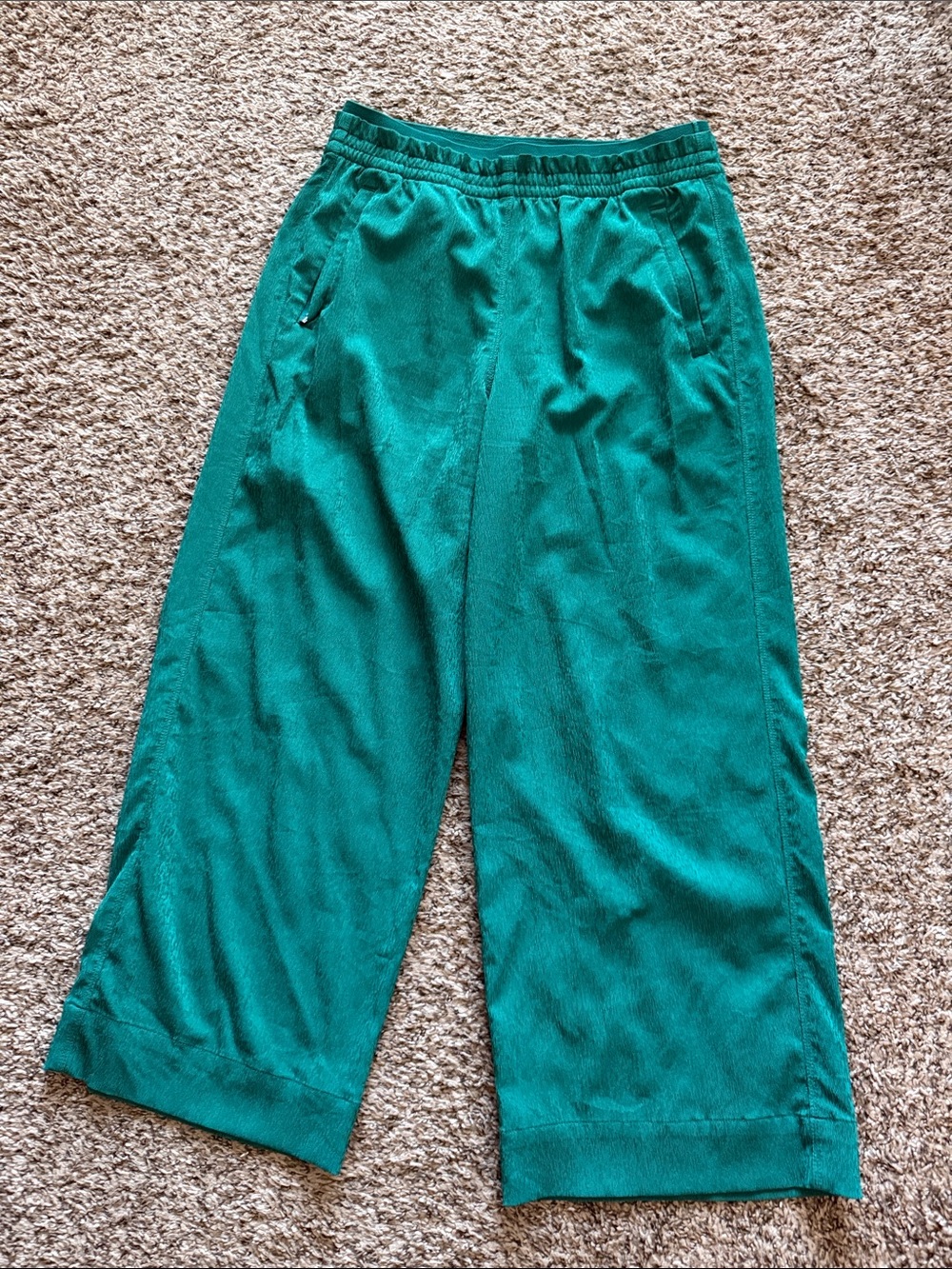 Athleta Teal Cropped Wide-Leg Pull-On Pants